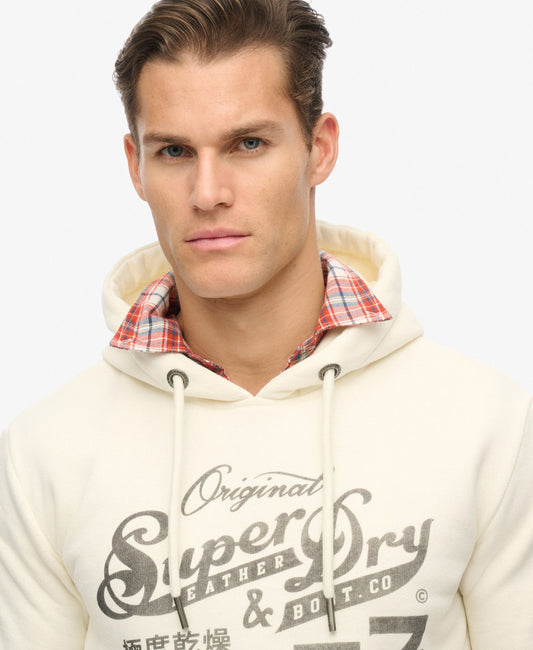 Leather & Boot Co Script Hoodie | Cream