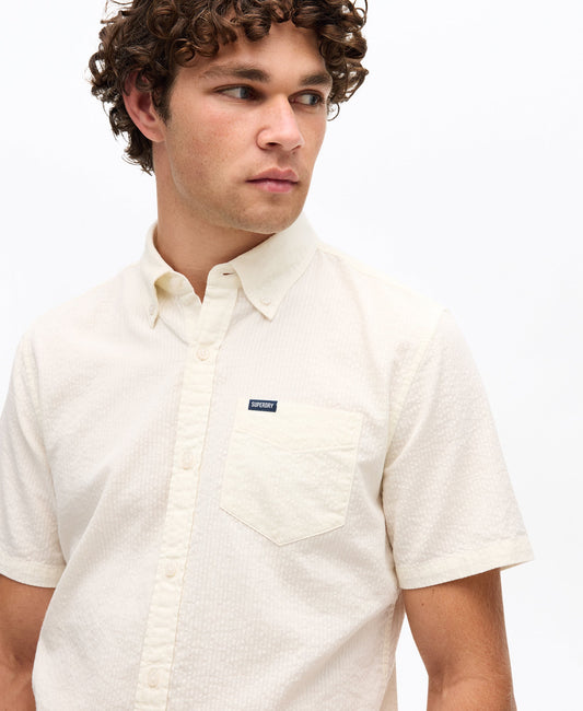 Seersucker Short Sleeve Shirt | Off White