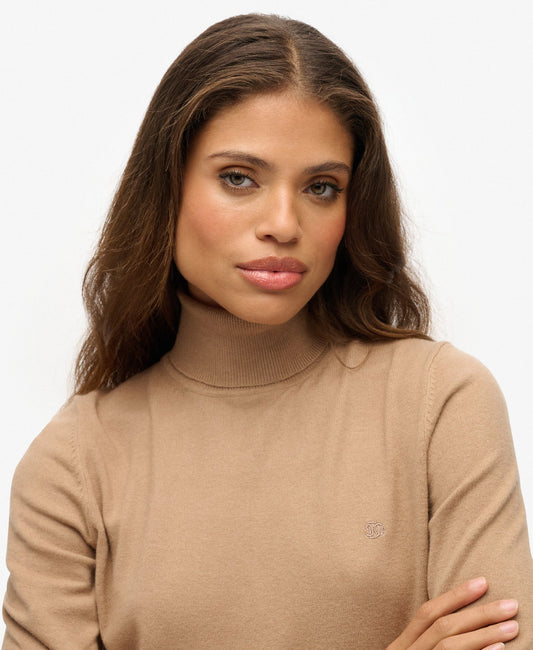 Classic Turtle Neck Slim Fit Jumper | Light Taupe Marle