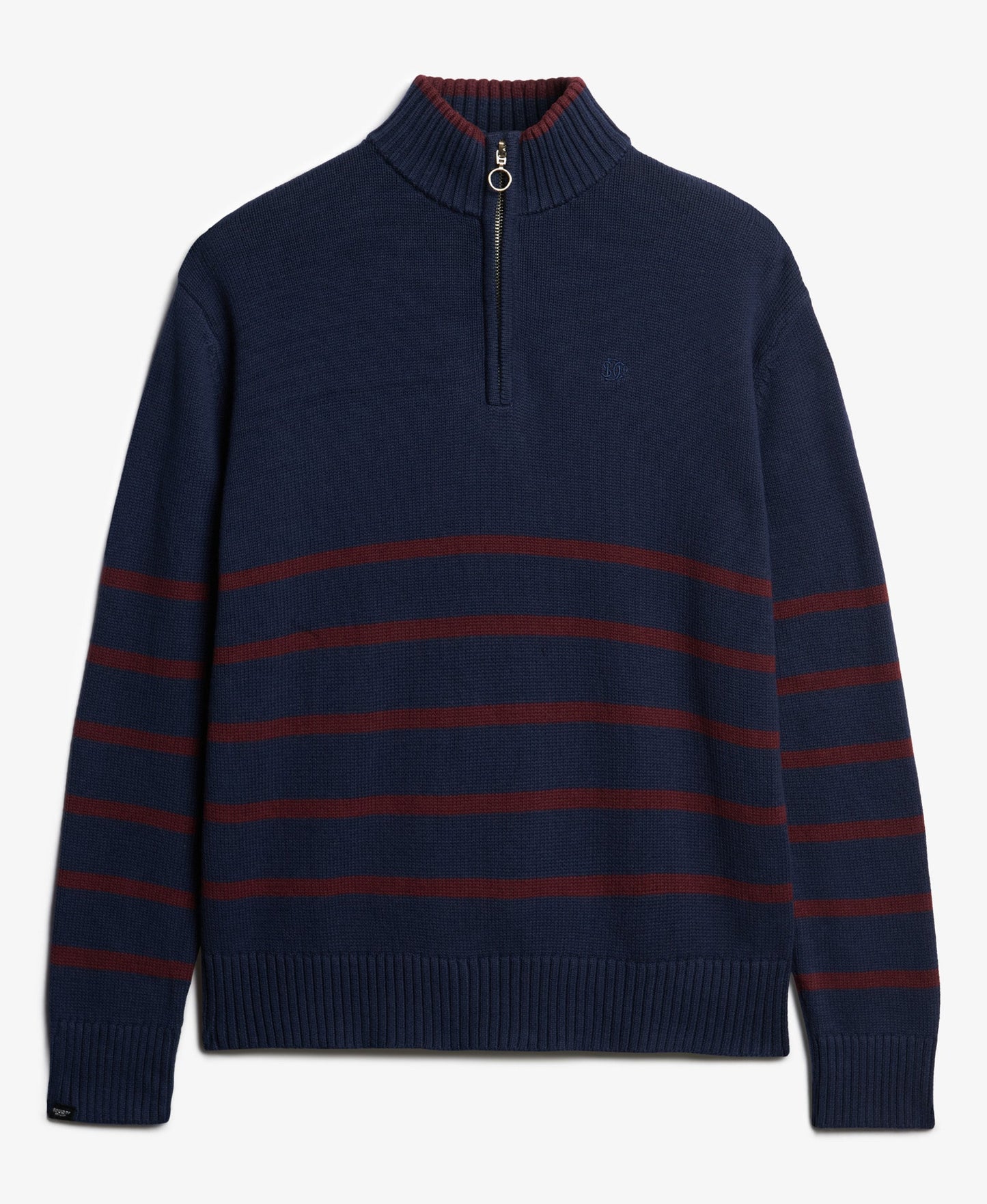 Cotton Half Zip Knit | Richest Navy Port Stripe