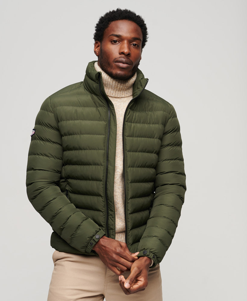 Fuji Printed Padded Slim Fit Jacket | Dark Moss Green