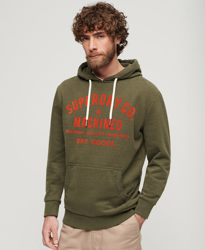 Workwear Flock Graphic Hoodie | Khaki Marle