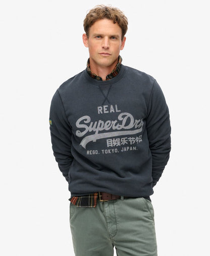 Classic Vintage Logo Graphic Slim Fit Sweatshirt | Eclipse Navy
