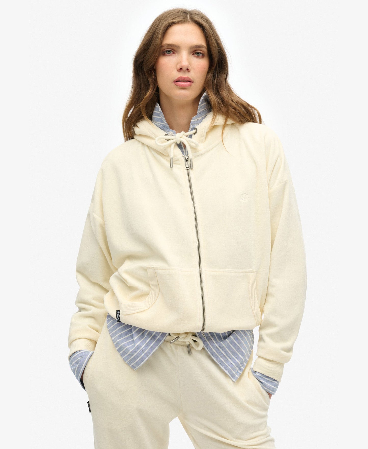 Velour Ziphood | Desert Bone Off White