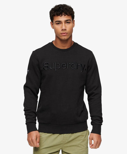 Tonal Embroidered Logo Crew | Black