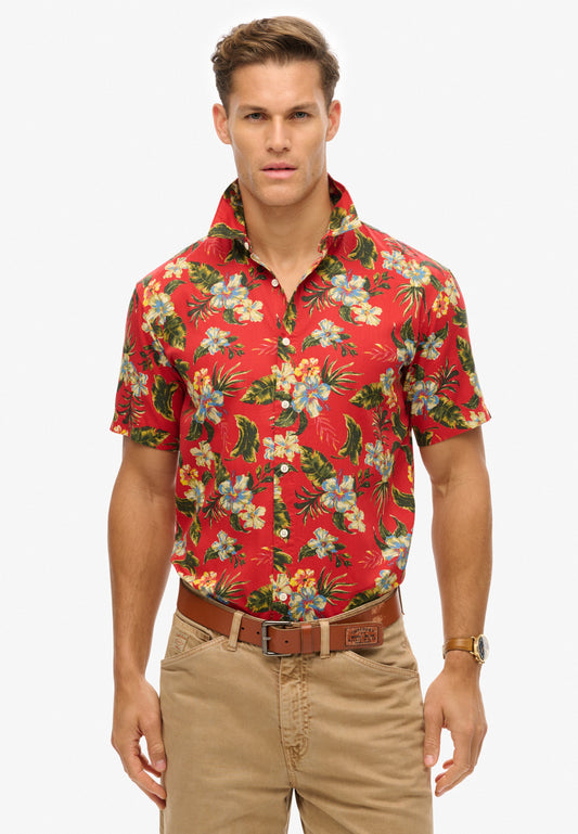 Hawaiian Print Shirt | Botanical Red