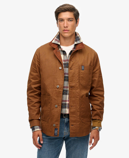 Merchant Waxed Worker Jacket | Denim Co Tobacco Brown