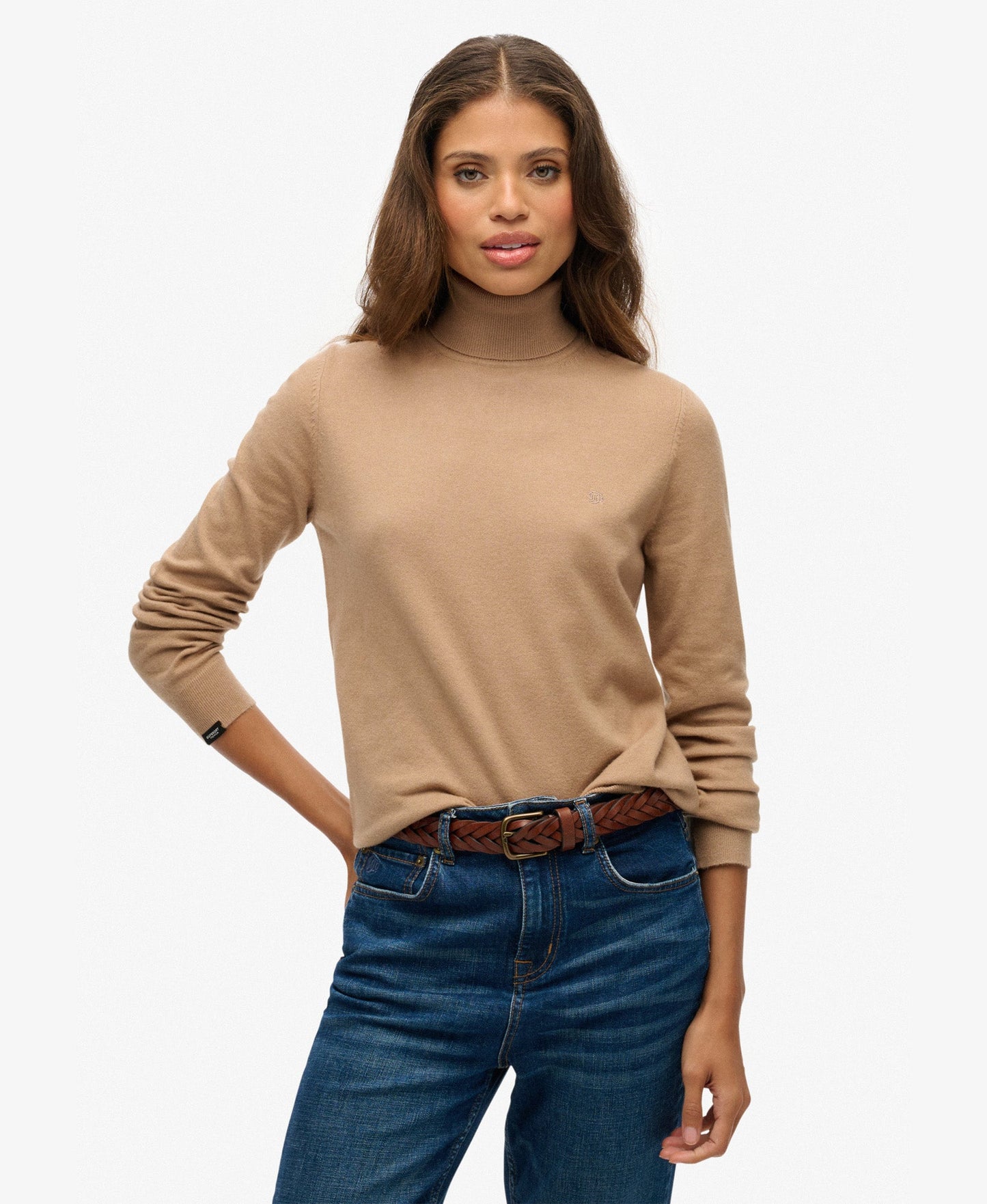 Classic Turtle Neck Slim Fit Jumper | Light Taupe Marle