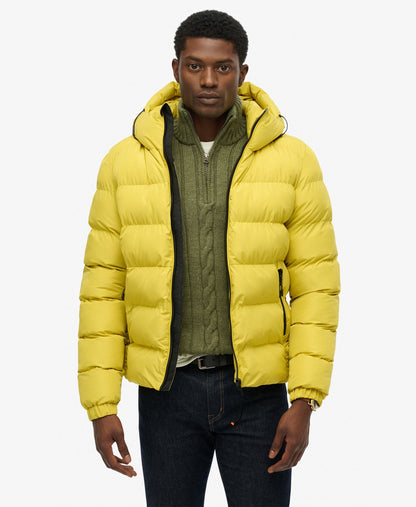 Hooded Sports Puffer Jacket | Wax Yellow