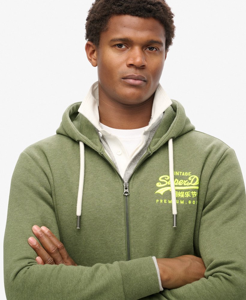 Neon Vintage Logo Graphic Ziphood | Thrift Olive Marle