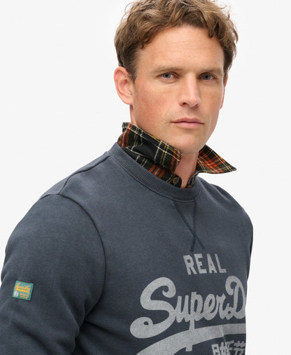 Classic Vintage Logo Graphic Slim Fit Sweatshirt | Eclipse Navy
