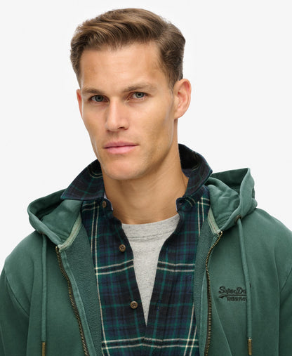 Essential Logo Washed Ziphood | Forest Green