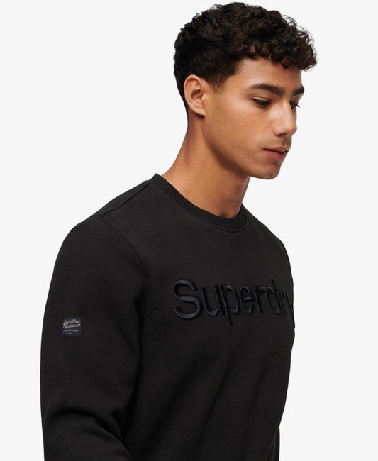 Tonal Embroidered Logo Crew | Black