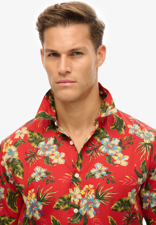 Hawaiian Print Shirt | Botanical Red
