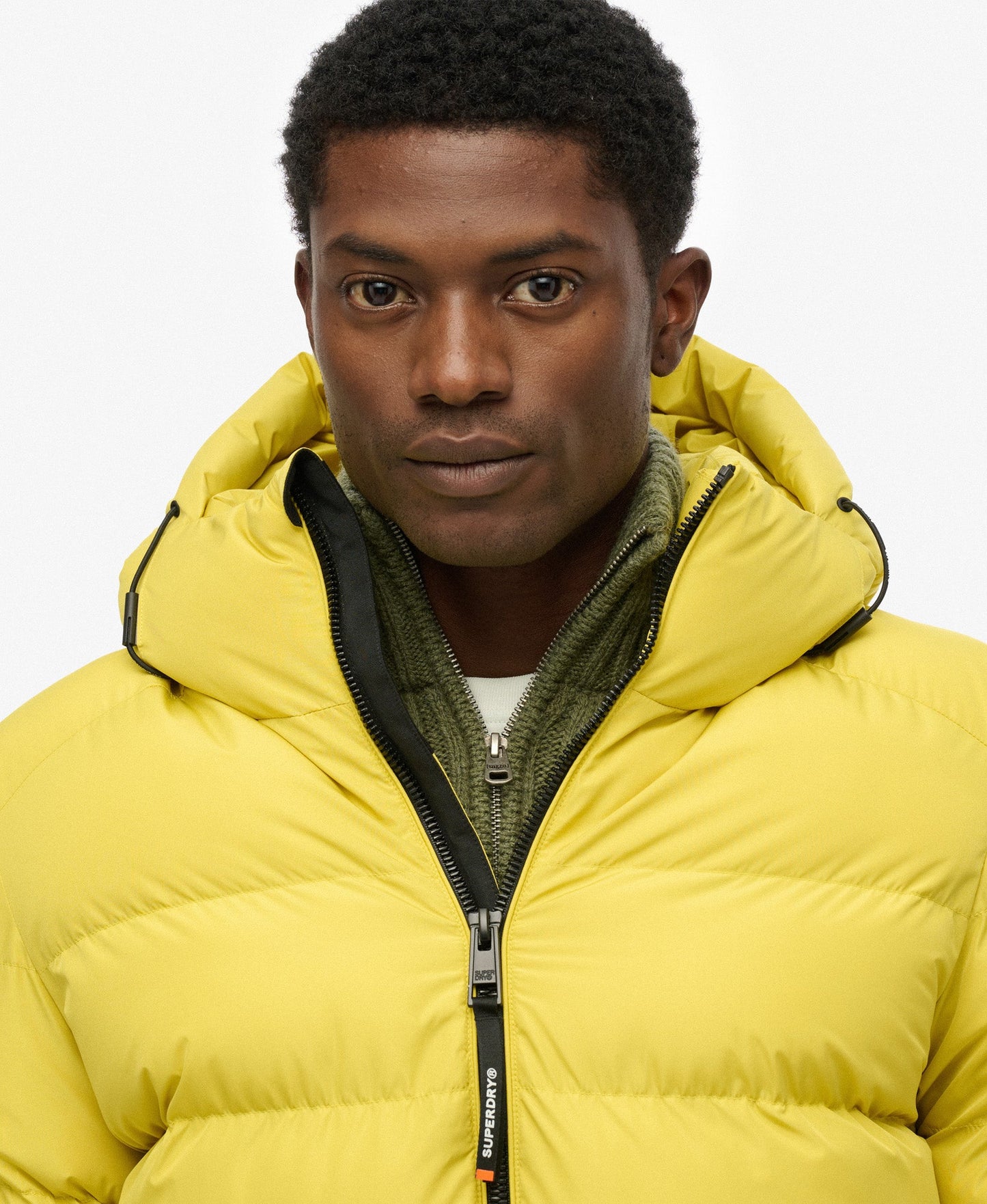 Hooded Sports Puffer Jacket | Wax Yellow