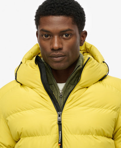 Hooded Sports Puffer Jacket | Wax Yellow