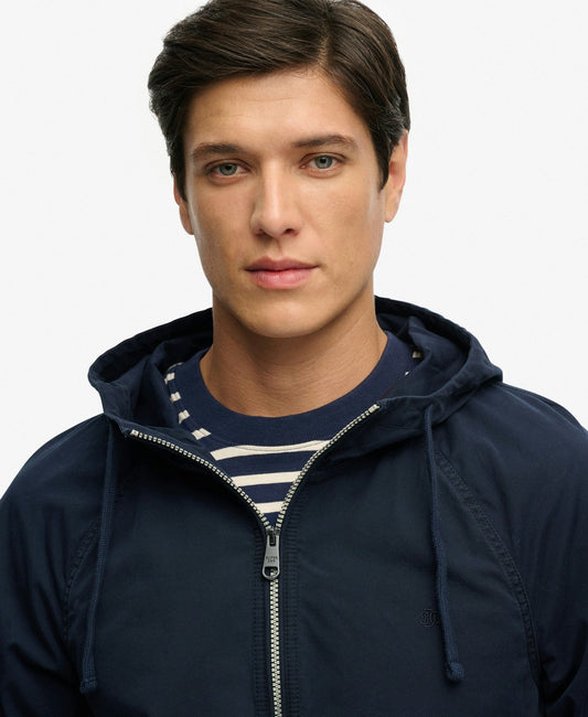 Hooded Washed Twill Jacket | Washed Navy