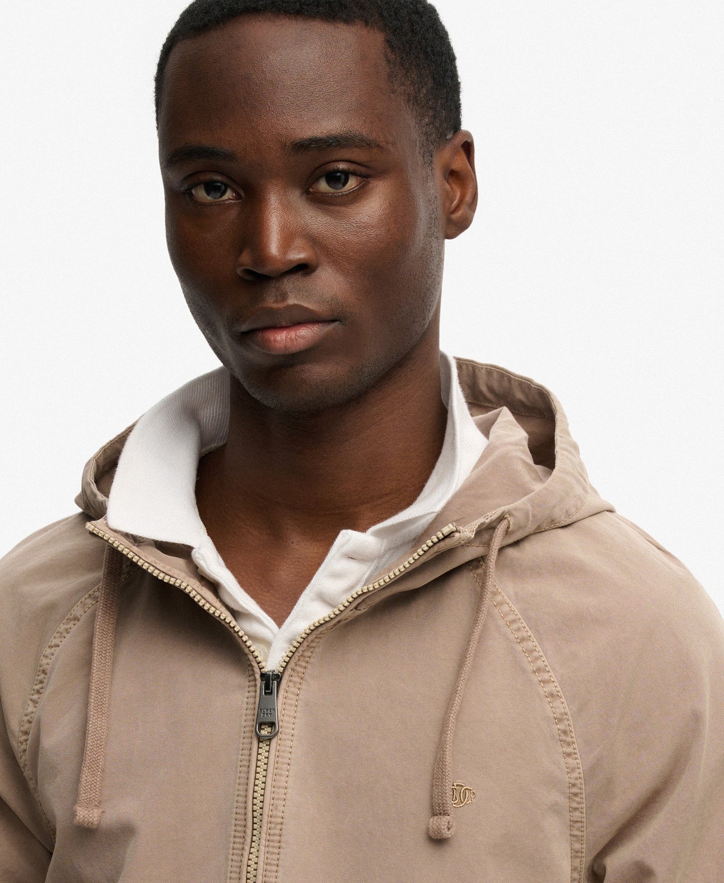 Hooded Washed Twill Jacket | Washed Stone