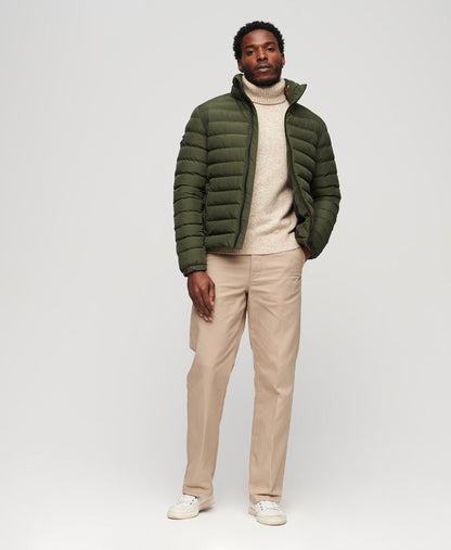 Fuji Printed Padded Slim Fit Jacket | Dark Moss Green