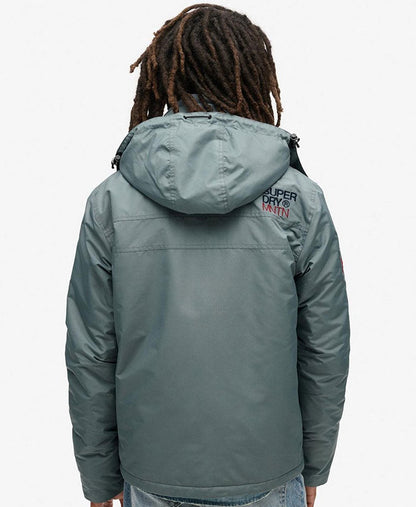 Hooded Mountain Windbreaker Slim Fit Jacket | Stormy Weather Blue