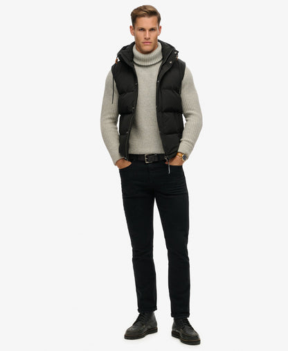 Everest Hooded Puffer Slim Fit Gilet | Jet Black