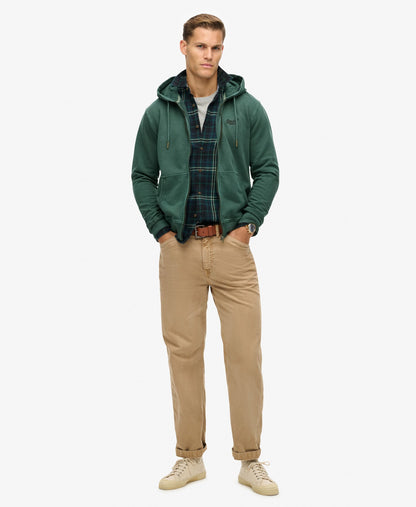 Essential Logo Washed Ziphood | Forest Green