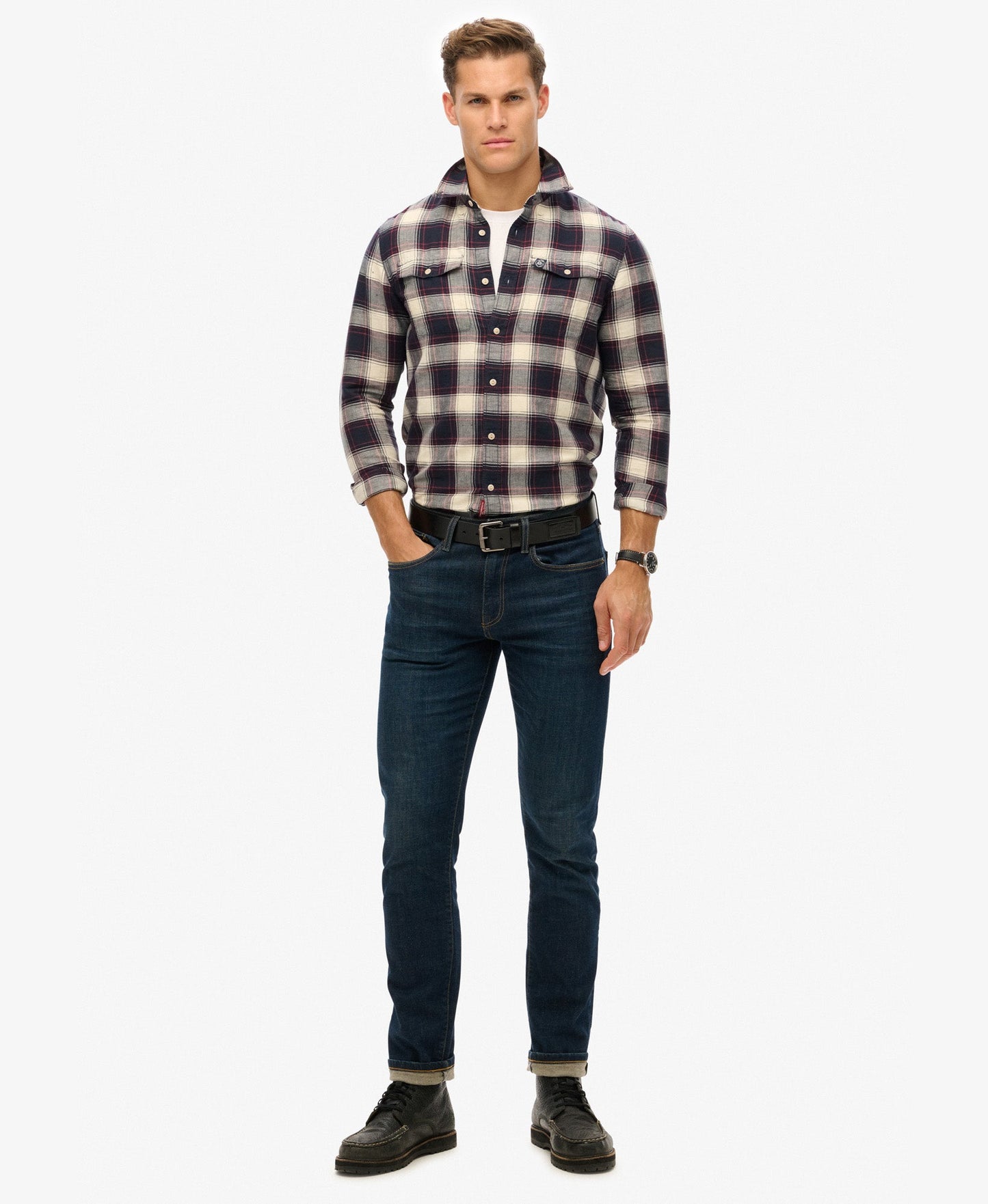 Merchant Linen Check Shirt | Navy Check