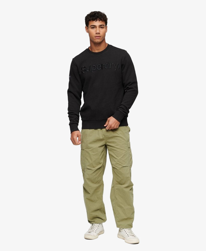 Tonal Embroidered Logo Crew | Black