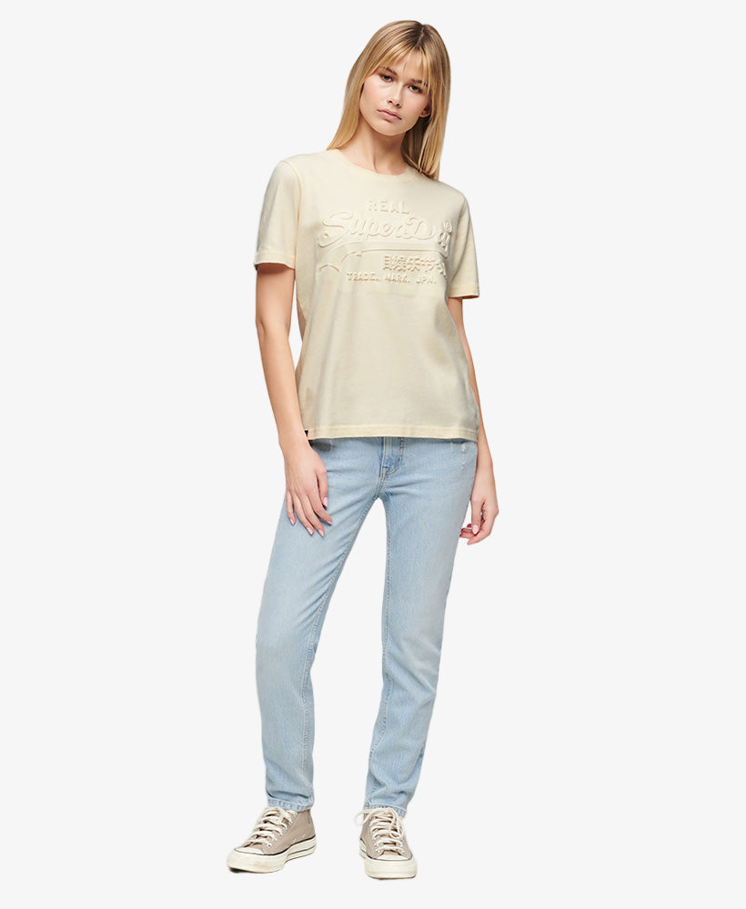 Embossed Vintage Logo Relaxed Tee | Rice White