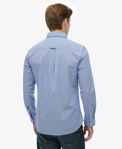 Essentials Tailored Lite Slim Fit Shirt | Micro Ticking Stripe Indigo