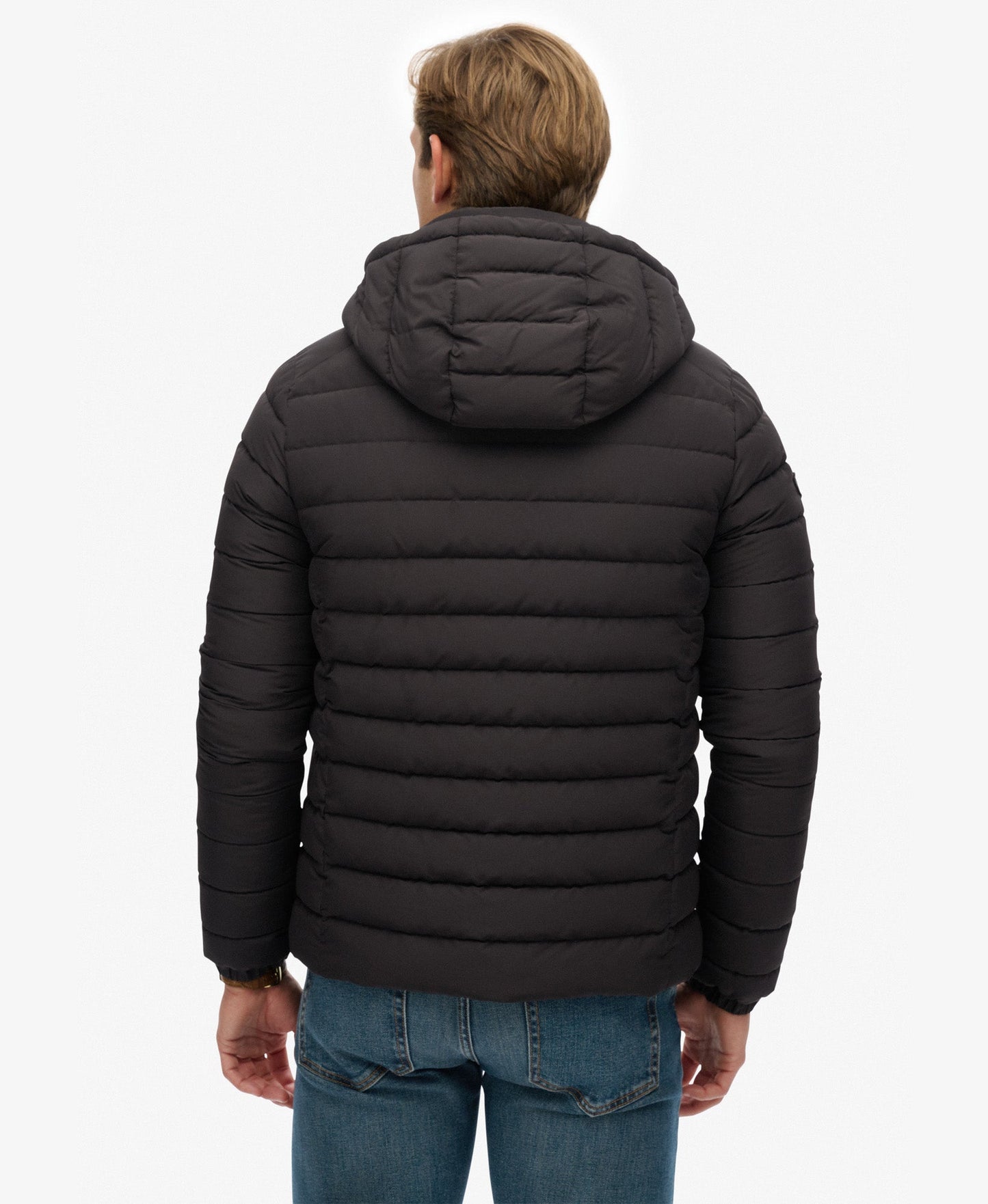 Hooded Fuji Padded Slim Fit Jacket | Black
