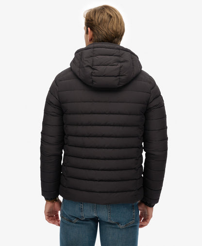 Hooded Fuji Padded Slim Fit Jacket | Black