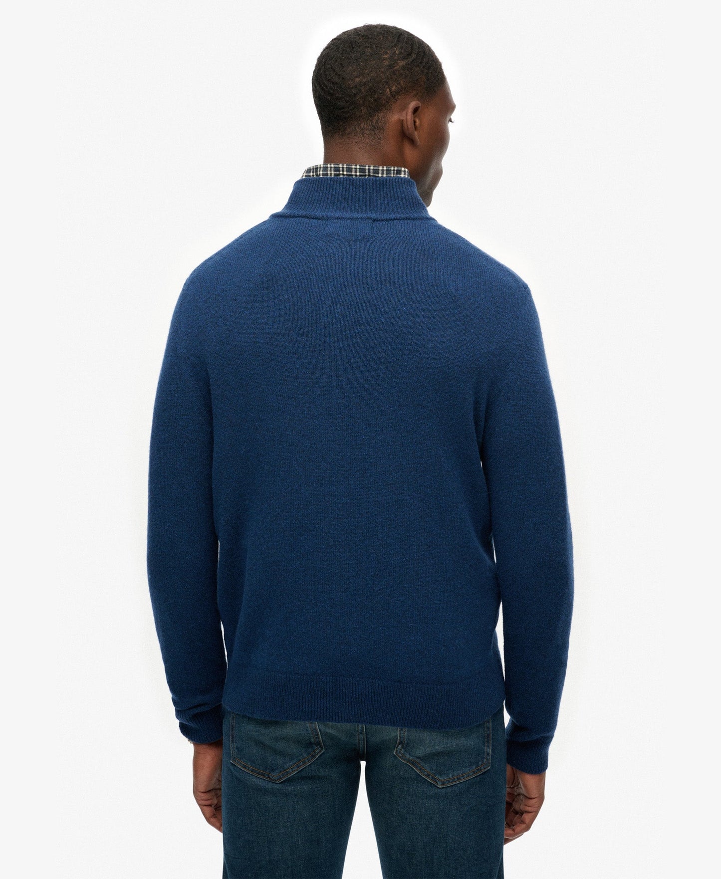 Wool Blend Half Zip Slim Fit Jumper | Dusk Navy Marle