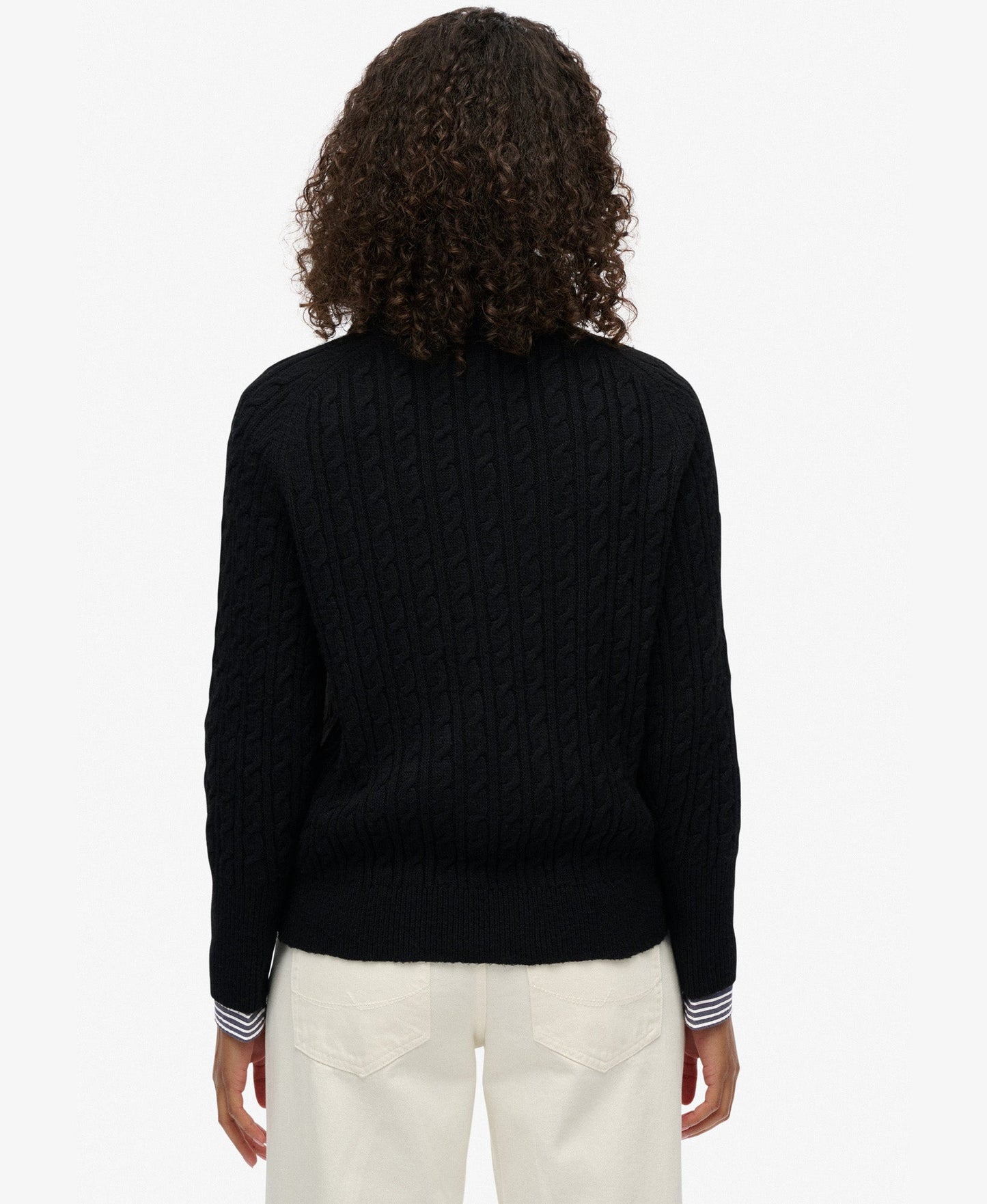 Brushed Cable Half Zip Knit | Black