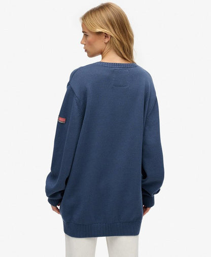 Oversized V Neck Jumper | Vintage Blue