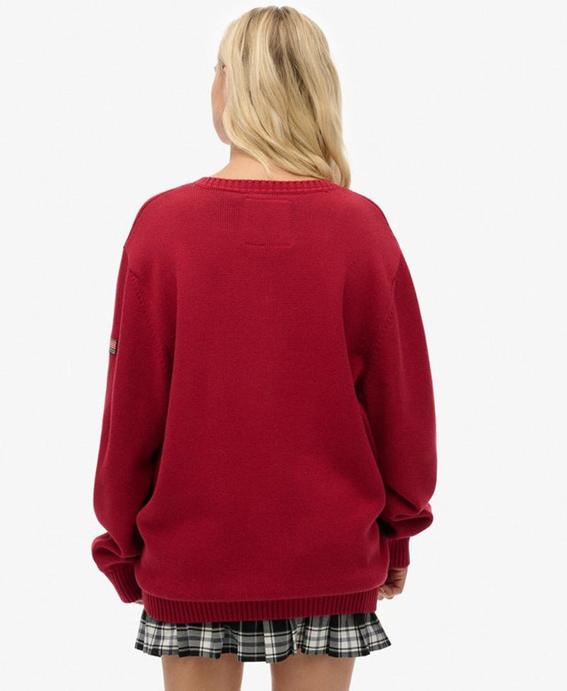 Oversized V Neck Jumper | Bordeaux Red