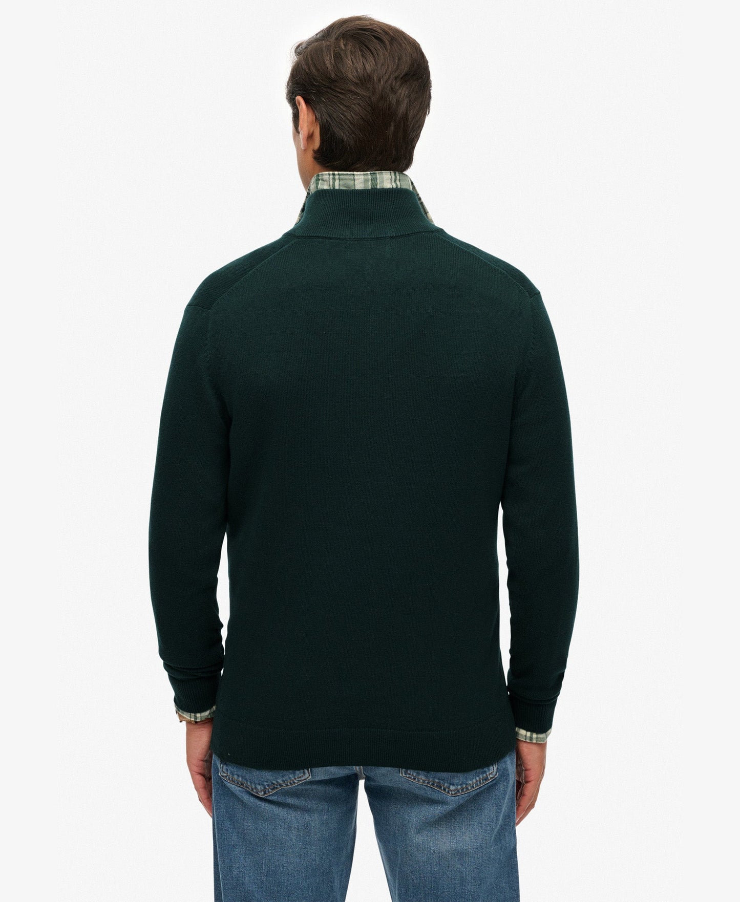 Slim Fit Essentials Cotton Half Zip | Enamel Green Marle