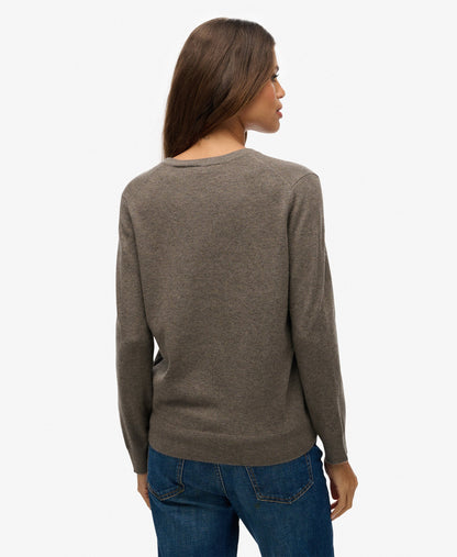 Classic V Neck Slim Fit Jumper | Carbon Brown Marle