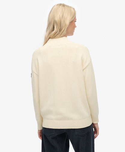 Slouchy Knitted Half Zip | Natural White