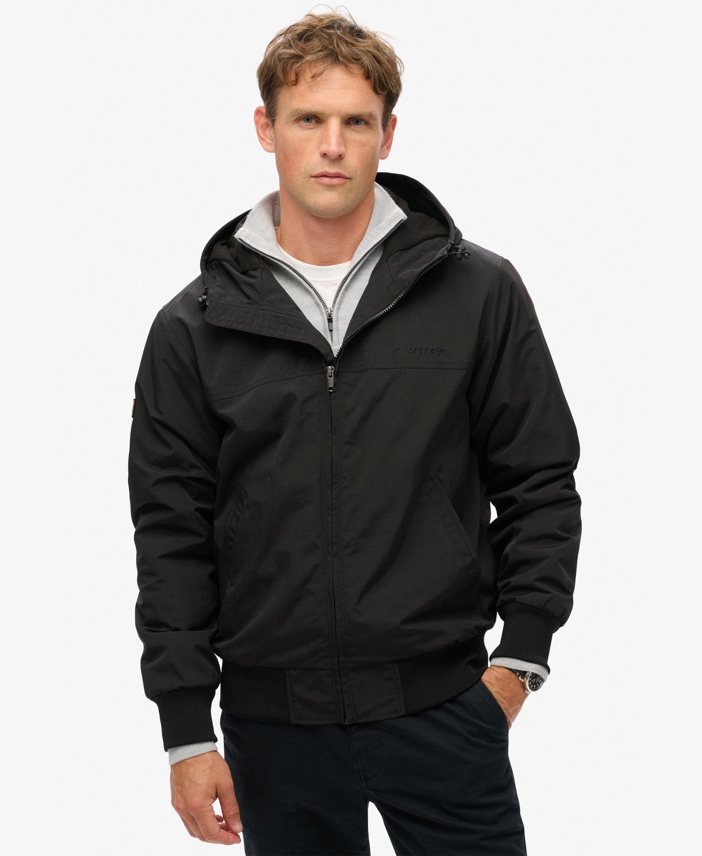 Surplus Nylon Hooded Bomber | Jet Black