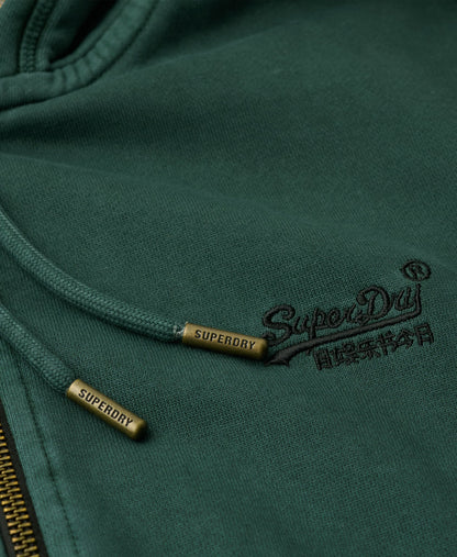 Essential Logo Washed Ziphood | Forest Green