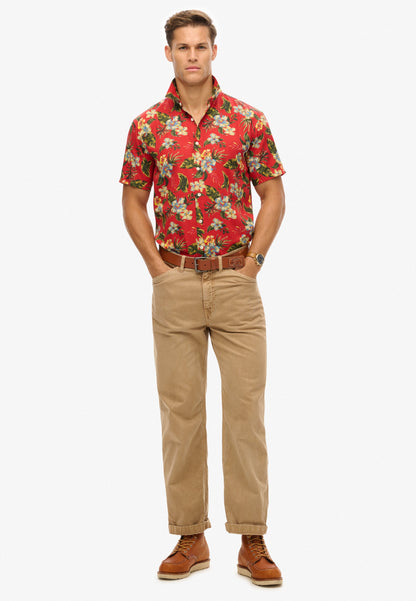 Hawaiian Print Shirt | Botanical Red