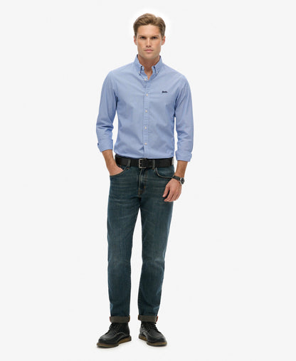Essentials Tailored Lite Slim Fit Shirt | Micro Ticking Stripe Indigo