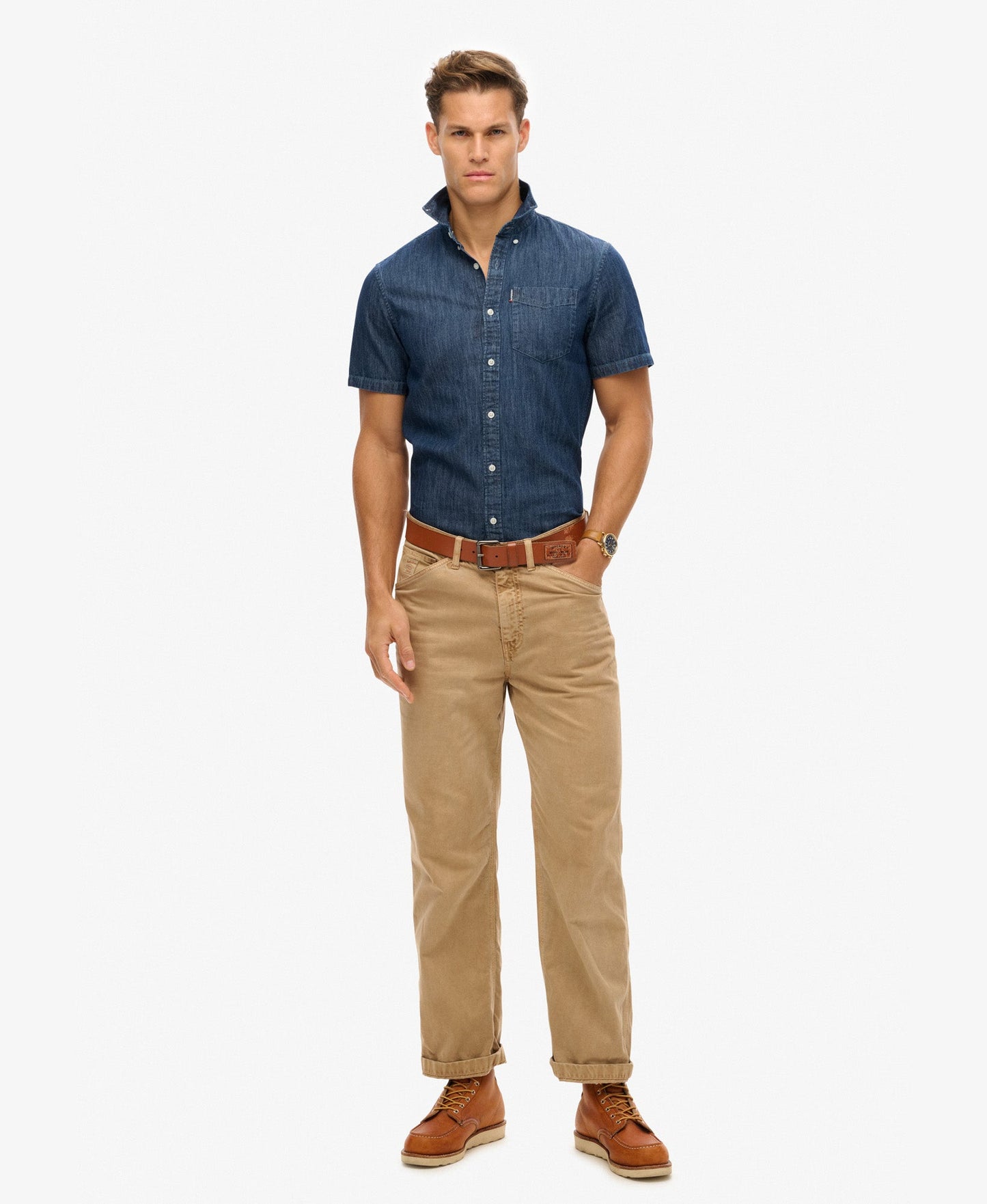 Essential Short Sleeve Denim Shirt | Rinse Wash