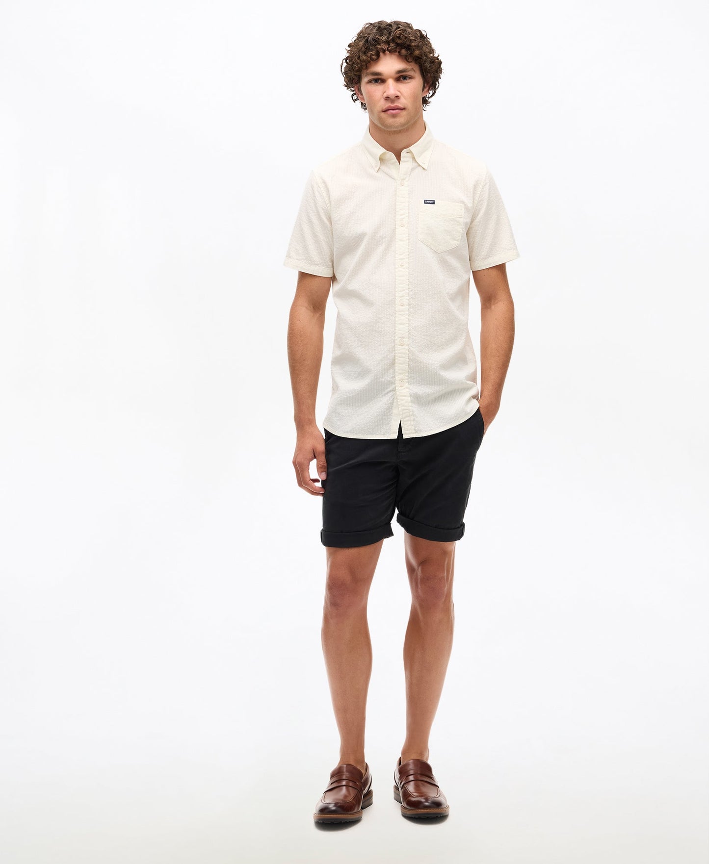 Seersucker Short Sleeve Shirt | Off White