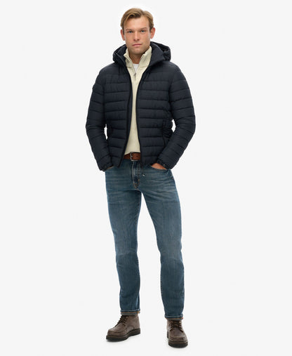 Hooded Fuji Padded Slim Fit Jacket | Eclipse Navy