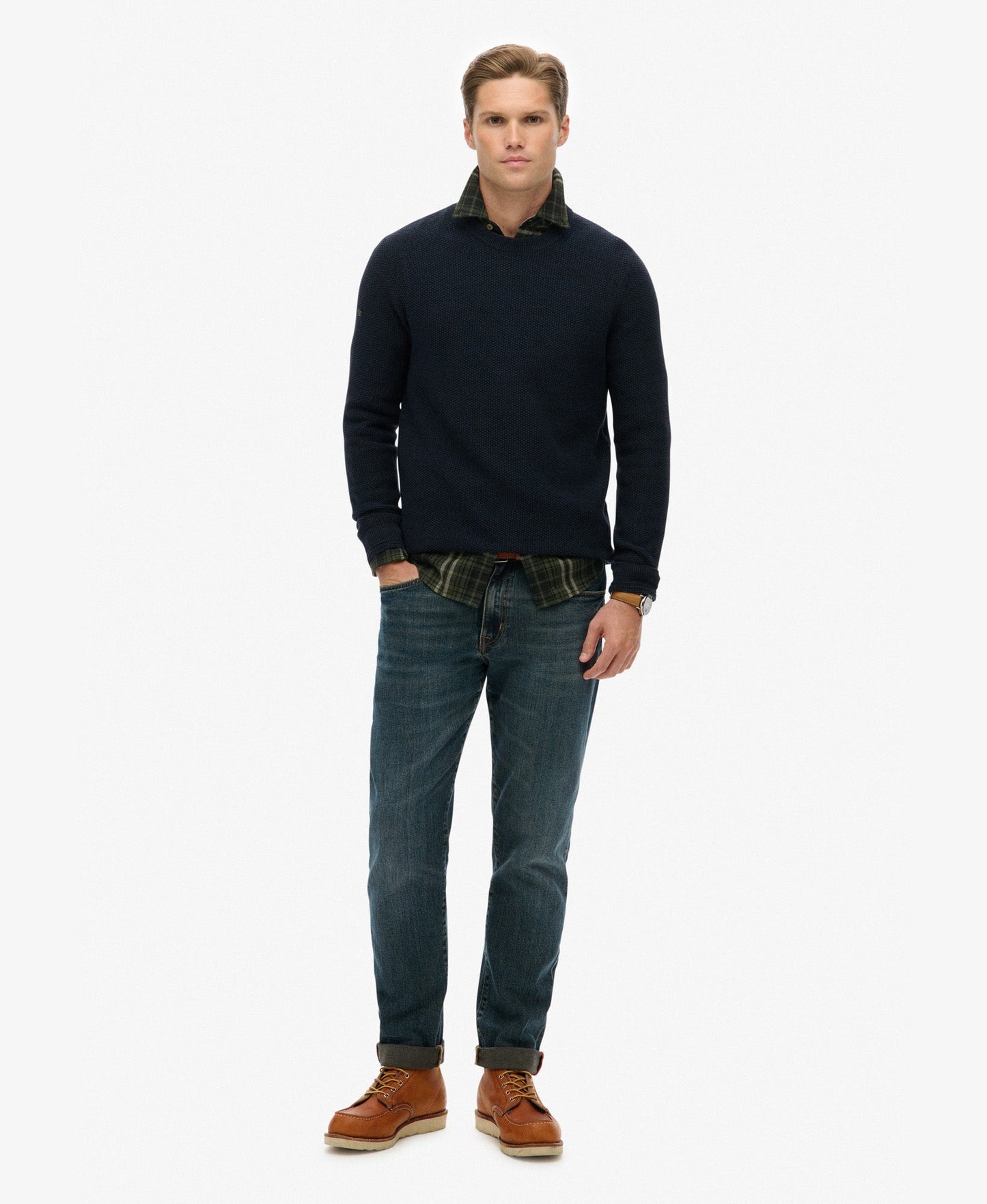 Light Weight Cotton Texture Jumper | Eclipse Navy Twist