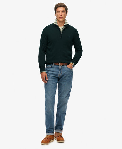 Slim Fit Essentials Cotton Half Zip | Enamel Green Marle