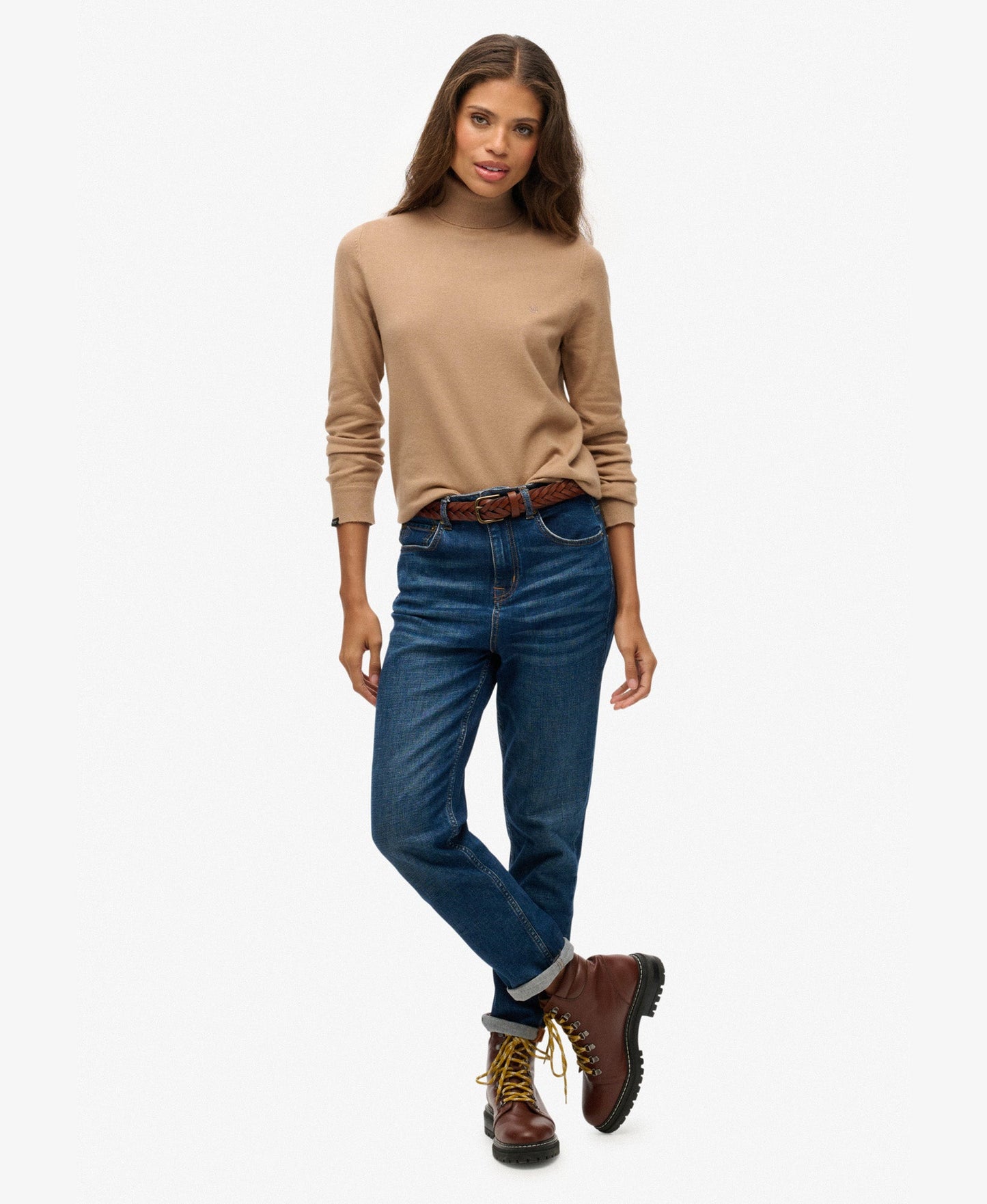 Classic Turtle Neck Slim Fit Jumper | Light Taupe Marle