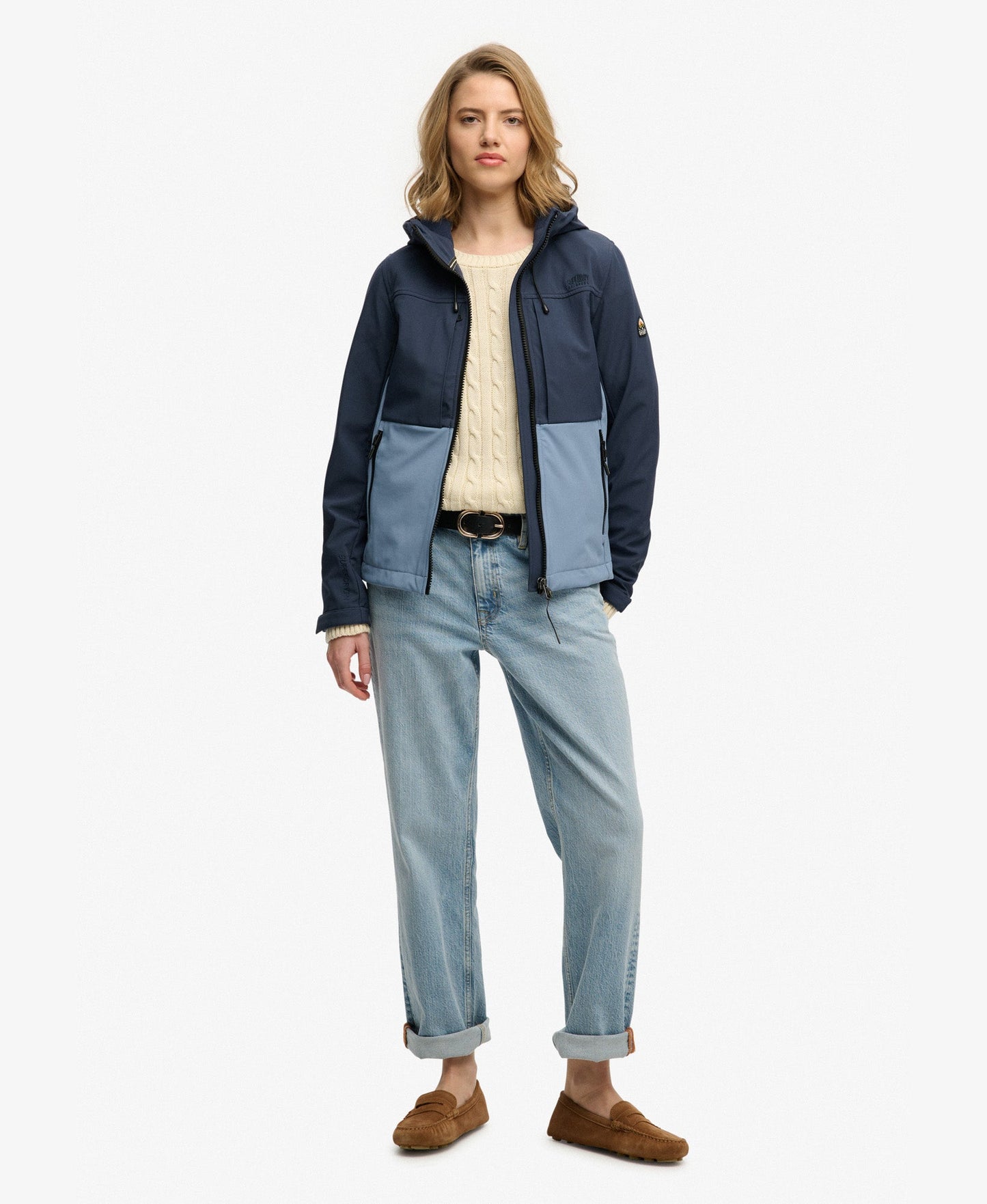 Hooded Colourblock Trekker Slim Fit Jacket | Lauren Navy/Tidal Blue